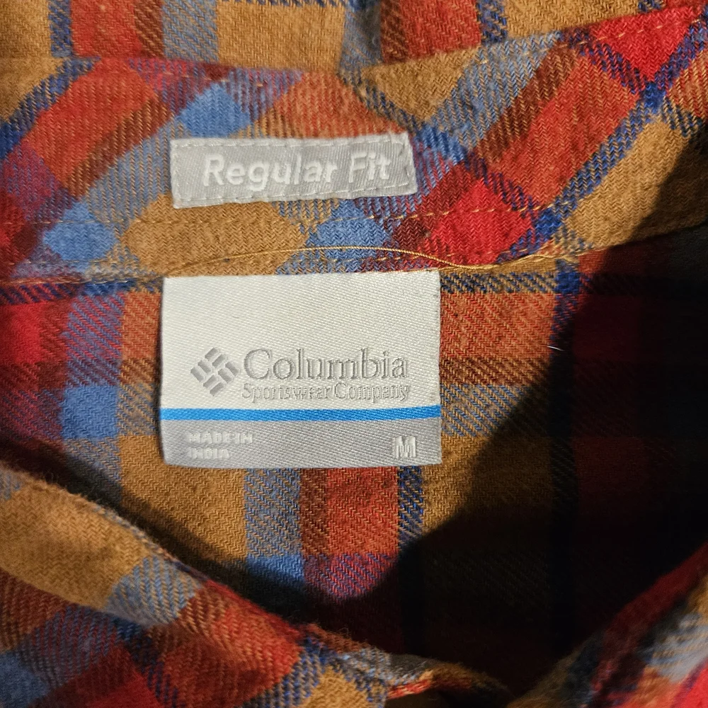 Columbia Flannel Plaid Button-Down Shirt - Red and Brown - Picture 4 of 5